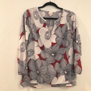 Blue, Red & White Flowered Top